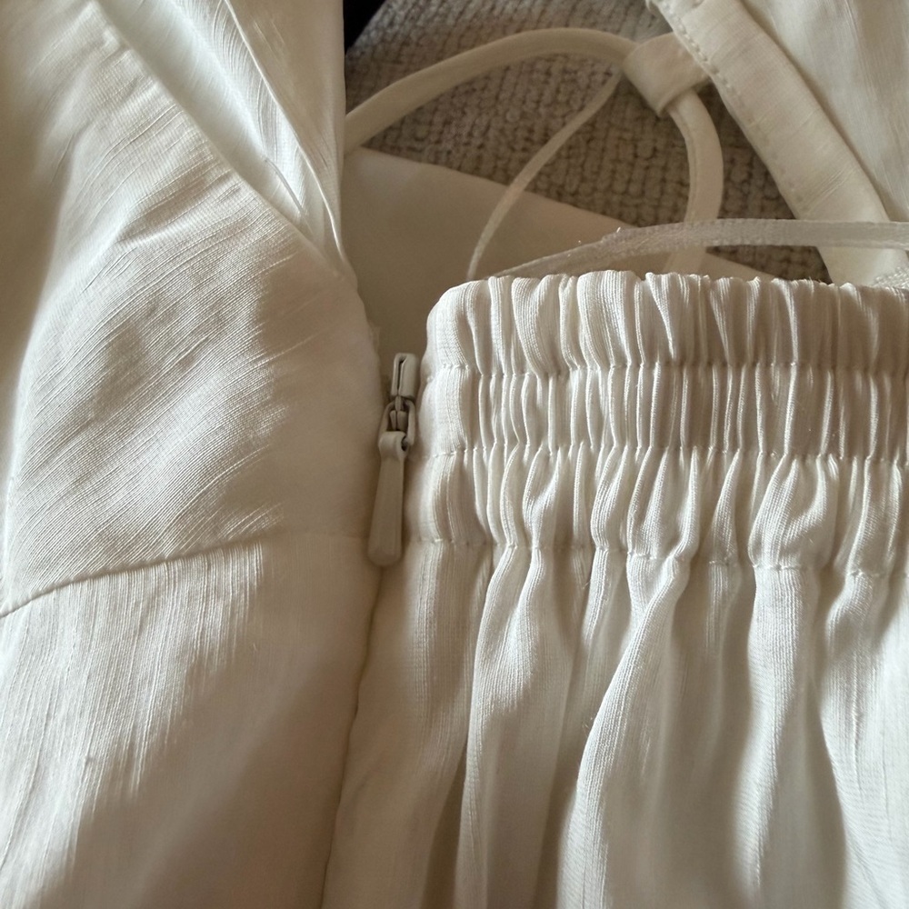 New La Ligne Stella Ruffle Shoulder Open back Linen Blend Midi Dress - Picture 7 of 14